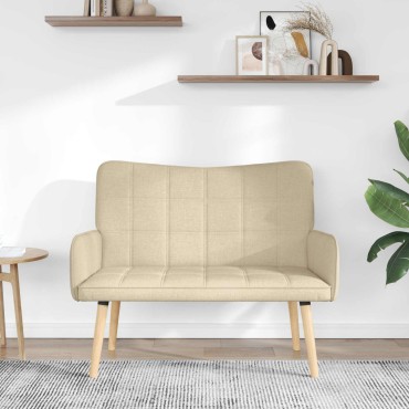 vidaXL Καναπές 2 ατόμων Κρεμ 115x61x87cm Ύφασμα