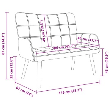 vidaXL Καναπές 2 ατόμων Μπλε 115x61x87cm Ύφασμα