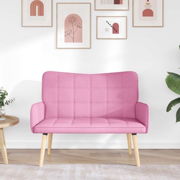 vidaXL Καναπές 2 ατόμων Ροζ 115x61x87cm Ύφασμα