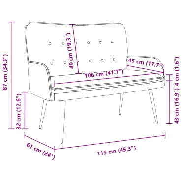 vidaXL Καναπές 2 ατόμων Μπλε 115x61x87cm Ύφασμα