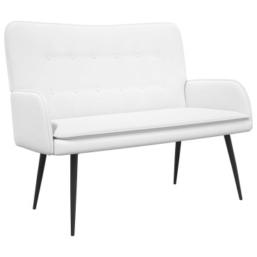 vidaXL Καναπές 2 ατόμων Λευκό 115x61x87cm Ύφασμα