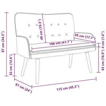 vidaXL Καναπές 2 ατόμων Τιρκουάζ 115x61x87cm Βελούδο