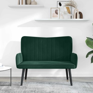 vidaXL Καναπές 2 ατόμων Σκούρο Πράσινο 115x61x87cm Βελούδο