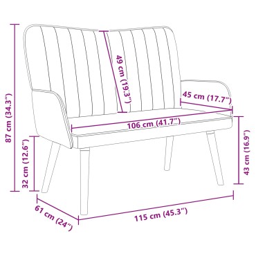 vidaXL Καναπές 2 ατόμων Σκούρο Πράσινο 115x61x87cm Βελούδο
