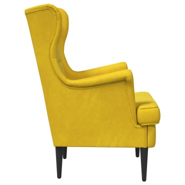 vidaXL Πολυθρόνα Κίτρινο Βελούδο 65x79x100cm 1 τεμ.