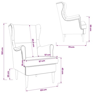 vidaXL Πολυθρόνα Θαλασσί Βελούδο 65x79x100cm 1 τεμ.
