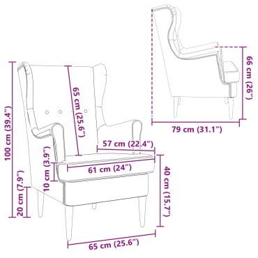 vidaXL Πολυθρόνα Κόκκινο Ύφασμα 65x79x100cm 1 τεμ.