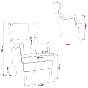 vidaXL Πολυθρόνα Κόκκινο Ύφασμα 65x79x100cm 1 τεμ.