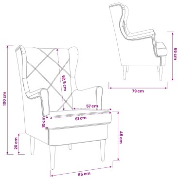 vidaXL Πολυθρόνα Ροζ Βελούδο 65x79x100cm 1 τεμ.