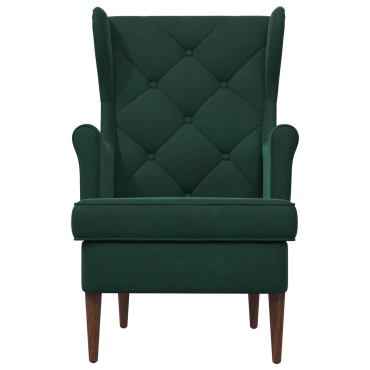 vidaXL Πολυθρόνα Σκούρο Πράσινο Βελούδο 65x79x100cm 1 τεμ.