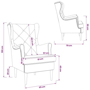 vidaXL Πολυθρόνα Ροζ Βελούδο 65x79x100cm 1 τεμ.