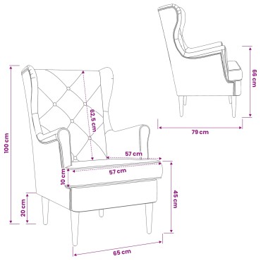 vidaXL Πολυθρόνα Τιρκουάζ Βελούδο 65x79x100cm 1 τεμ.