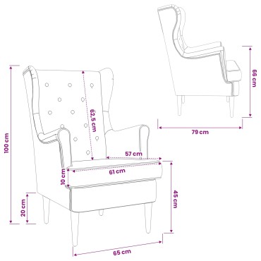 vidaXL Πολυθρόνα Κόκκινο Ύφασμα 65x79x100cm 1 τεμ.