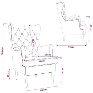 vidaXL Πολυθρόνα Θαλασσί Βελούδο 65x79x100cm 1 τεμ.