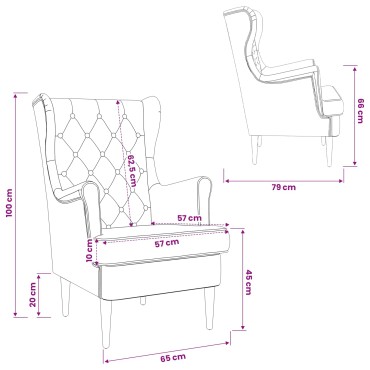 vidaXL Πολυθρόνα Θαλασσί Βελούδο 65x79x100cm 1 τεμ.