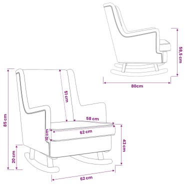 vidaXL Κουνιστή καρέκλα Κρεμ 62x80x85cm Ύφασμα Από Πρόβατο 1 τεμ.