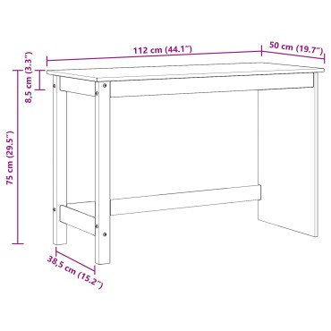 vidaXL Γραφείο Καφέ 112x50x75cm Στερεό ξύλο πεύκου 1 τεμ.