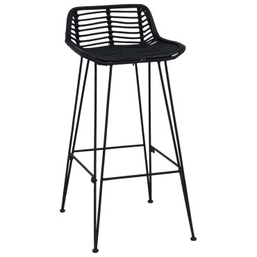 vidaXL Μπαρ σκαμπό 2 τεμ. Μαύρο 44x46x91cm Ράτταν και Χάλυβας