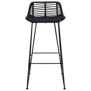 vidaXL Μπαρ σκαμπό 2 τεμ. Μαύρο 44x46x91cm Ράτταν και Χάλυβας