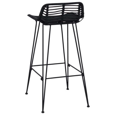 vidaXL Μπαρ σκαμπό 2 τεμ. Μαύρο 44x46x91cm Ράτταν και Χάλυβας
