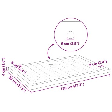 vidaXL Δίσκος Βάσης Ντους με Τρύπες 120 x 80 x 4 εκ. ABS Μαύρο