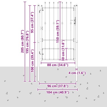 vidaXL Πύλη Φράχτη ASTEN 100 x 150 cm Μέταλλο Μαύρο Κλειδώσιμο