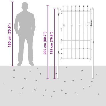 vidaXL Πύλη Φράχτη ASTEN 100 x 150 cm Μέταλλο Μαύρο Κλειδώσιμο