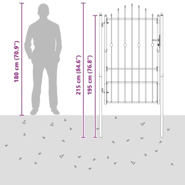 vidaXL Πύλη Φράχτη ASTEN 100 x 150 cm Μέταλλο Μαύρο Κλειδώσιμο
