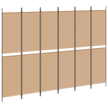 vidaXL Διαχωριστικό Δωματίου 6-Πάνελ Μπεζ 300x220cm Ύφασμα 1 τεμ.