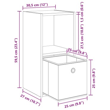 vidaXL Κομοδίνο Γκρι Sonoma 35x32x68,5cm Επεξεργασμένο Ξύλο 1 τεμ.
