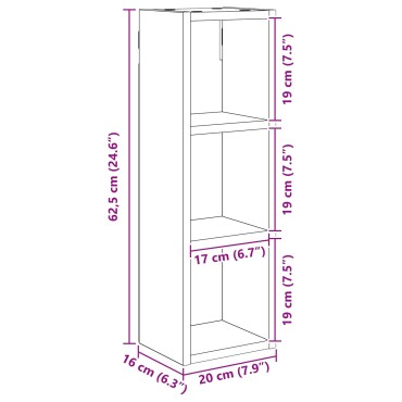vidaXL Ντουλάπα τοίχου μπάνιου Παλιό ξύλο 20x16x62,5cm 1 τεμ.