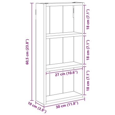 vidaXL Ντουλάπα τοίχου μπάνιου Παλιό ξύλο 30x10x60,5 εκ 1 τεμ.