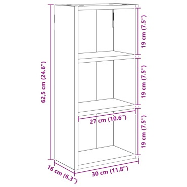 vidaXL Ντουλάπα τοίχου μπάνιου Παλιό ξύλο 30x16x62,5cm 1 τεμ.
