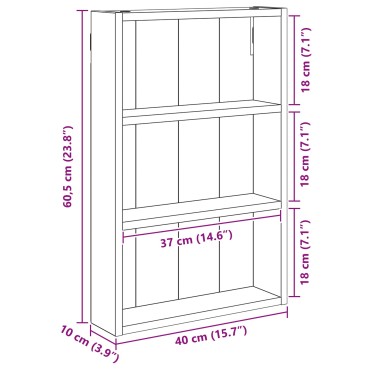 vidaXL Ντουλάπα τοίχου μπάνιου Καπνιστή Δρυς 40x10x60,5 εκ 1 τεμ.