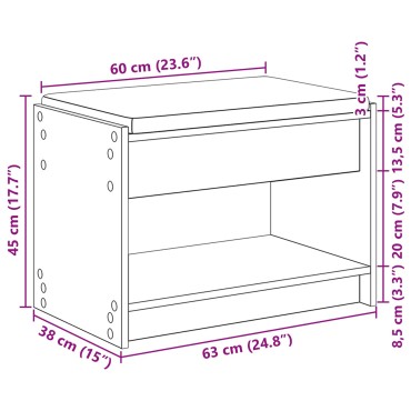 vidaXL Παγκάκι Χαλωρίου Παλιό ξύλο 63x38x45 εκ 1 τεμ.