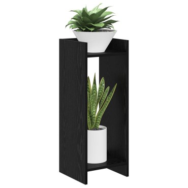 vidaXL Βάση φυτών Μαύρη Δρυς 30 x 30 x 80 cm