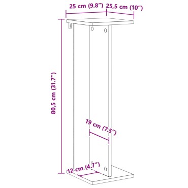vidaXL Βάση φυτών 2 τεμ. Sonoma Δρυς 25 x 25,5 x 80,5 εκ.