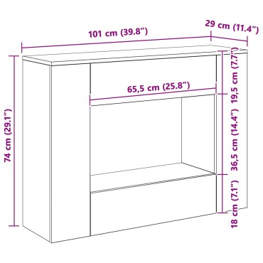 vidaXL Console Table Λευκό 101x29x74cm Επεξεργασμένο Ξύλο