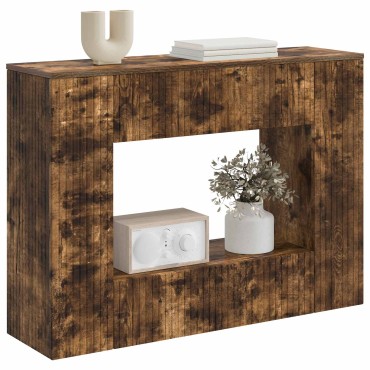 vidaXL Τραπέζι κονσόλας Ριγέ Καπνιστή Δρυς 101x29x74cm