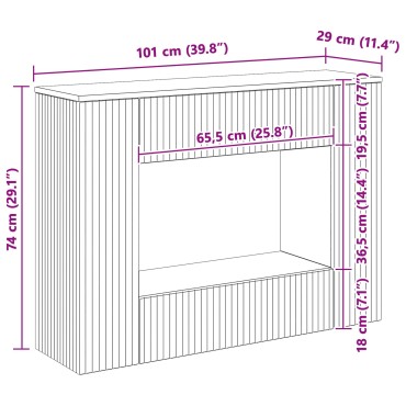 vidaXL Τραπέζι κονσόλας Γκρι Σονομά 101x29x74cm