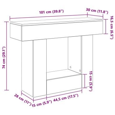 vidaXL Σκυρόχρωμο Γκρι 101x30x74 εκ