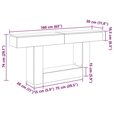 vidaXL Σκυρόχρωμο Γκρι 160x30x74 εκ