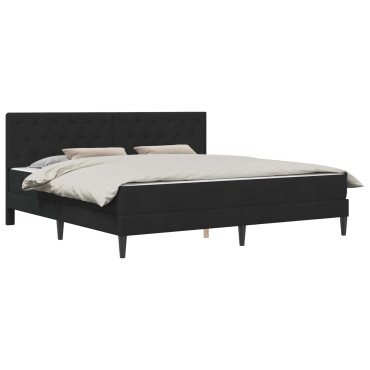 vidaXL Σκελετός κρεβατιού με στρώμα Μαύρο 200x200cm Βελούδο