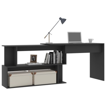 vidaXL Γραφείο Γωνιακό Γκρι 200x50x76cm από Μοριοσανίδα 1 τεμ.