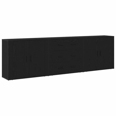 vidaXL Πλαϊνό γραφείο Μαύρη Οξυά 240x33x70cm Επεξεργασμένο Ξύλο 1 τεμ.