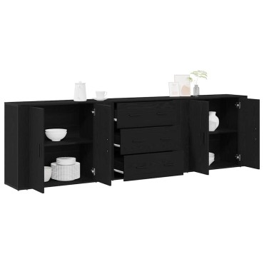 vidaXL Πλαϊνό γραφείο Μαύρη Οξυά 240x33x70cm Επεξεργασμένο Ξύλο 1 τεμ.