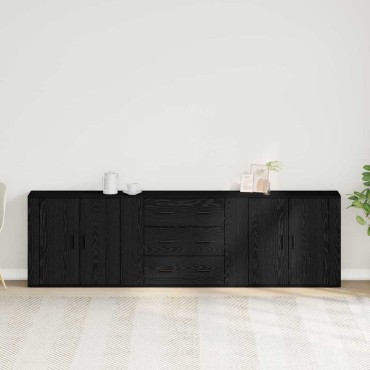 vidaXL Πλαϊνό γραφείο Μαύρη Οξυά 240x33x70cm Επεξεργασμένο Ξύλο 1 τεμ.