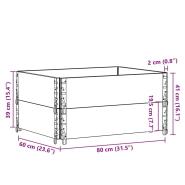 vidaXL Κολάρα Παλέτας 2 τεμ. Μαύρο 80 x 60 εκ. από Μασίφ Ξύλο Πεύκου