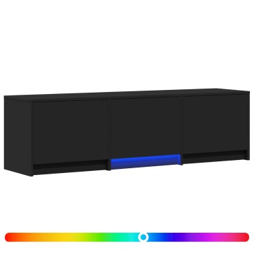 vidaXL Τηλεοπτική βιβλιοθήκη με LED 140x34x40cm Μαύρο