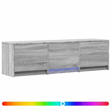 vidaXL Τηλεοπτική βιβλιοθήκη με LED 140x34x40cm Γκρι Σονομά